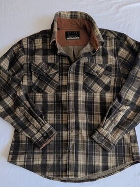 Jachs NY Plaid Button-Up Shirt Jacket in Black & Tan